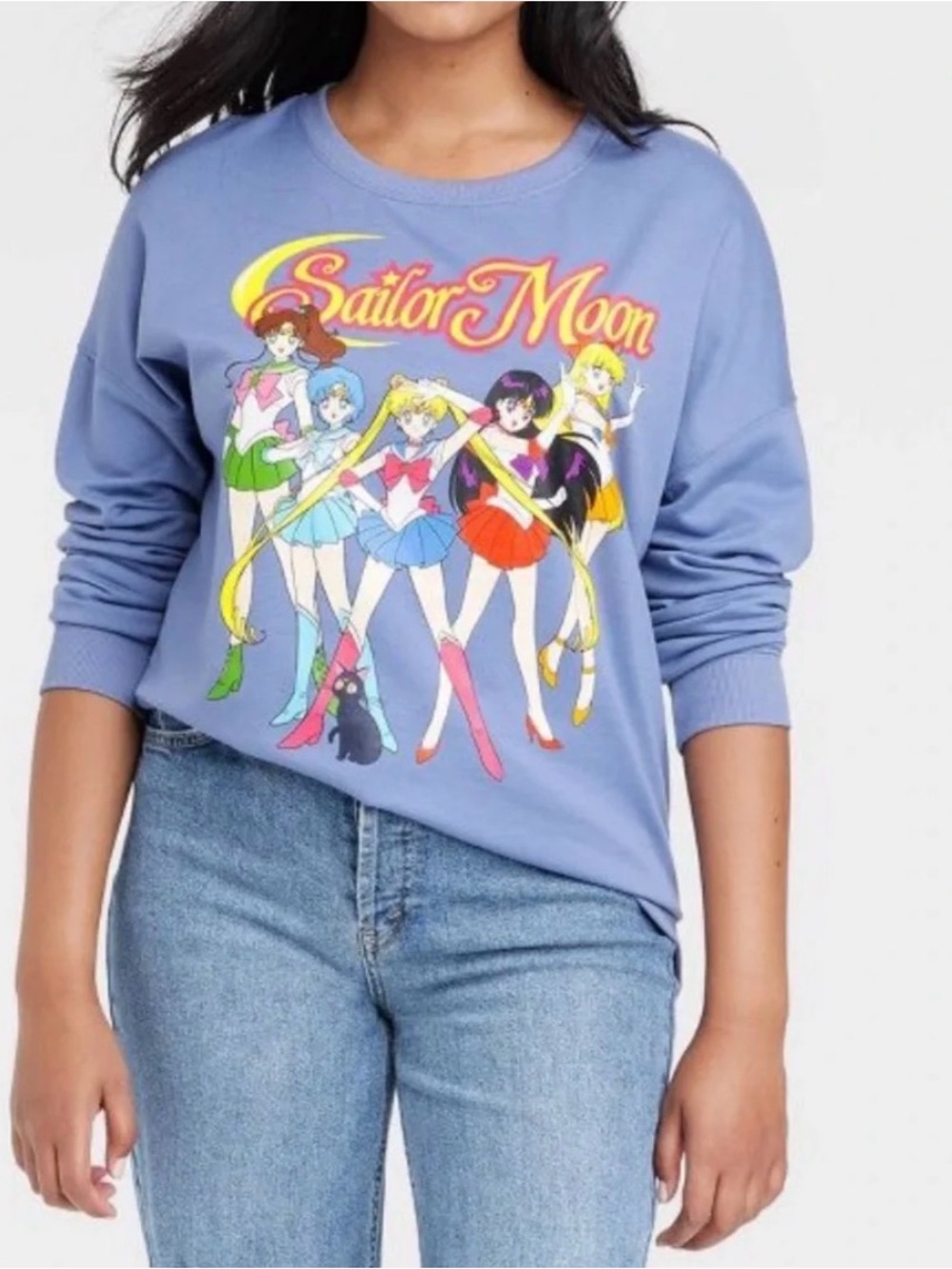 Sailor Moon Graphic Crewneck Sweatshirt - Light Purple